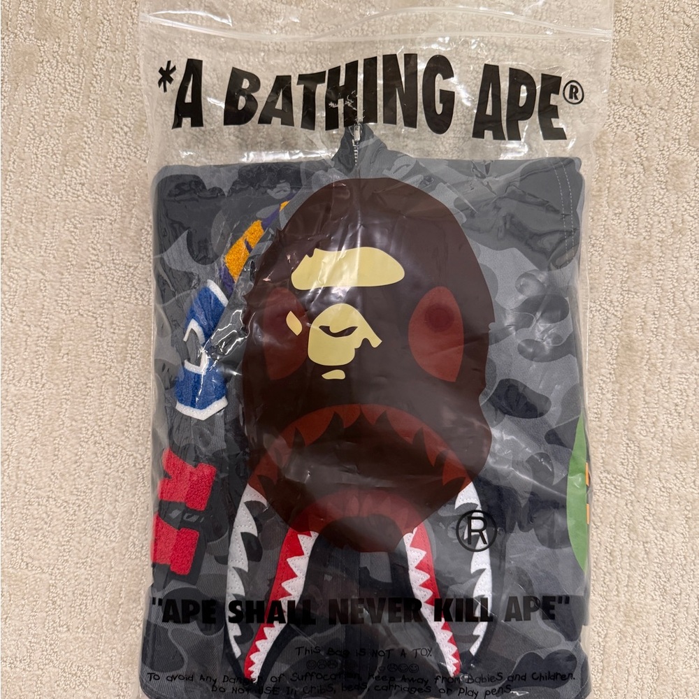 Bape Camo Shark Full Zip Hoodie Grey
